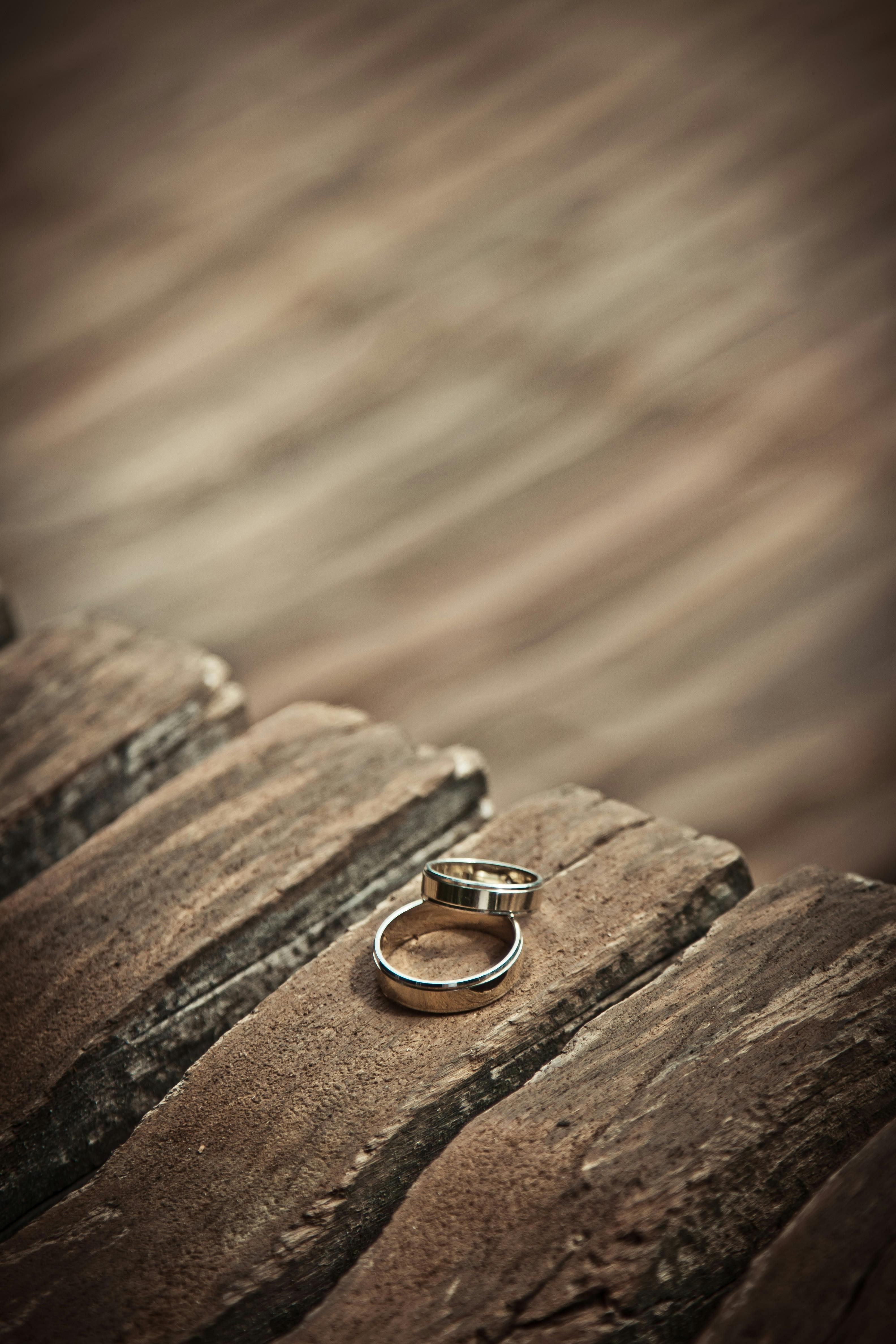 Set of rings on wood